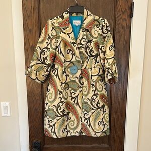 3 Sisters Colorful Paisley Patterned Coat - Women's Medium